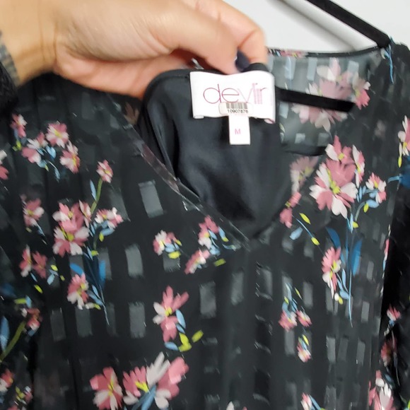 DEVLIN • Black Alexis Midnight Lotus Dress Sz Medium - Picture 7 of 8